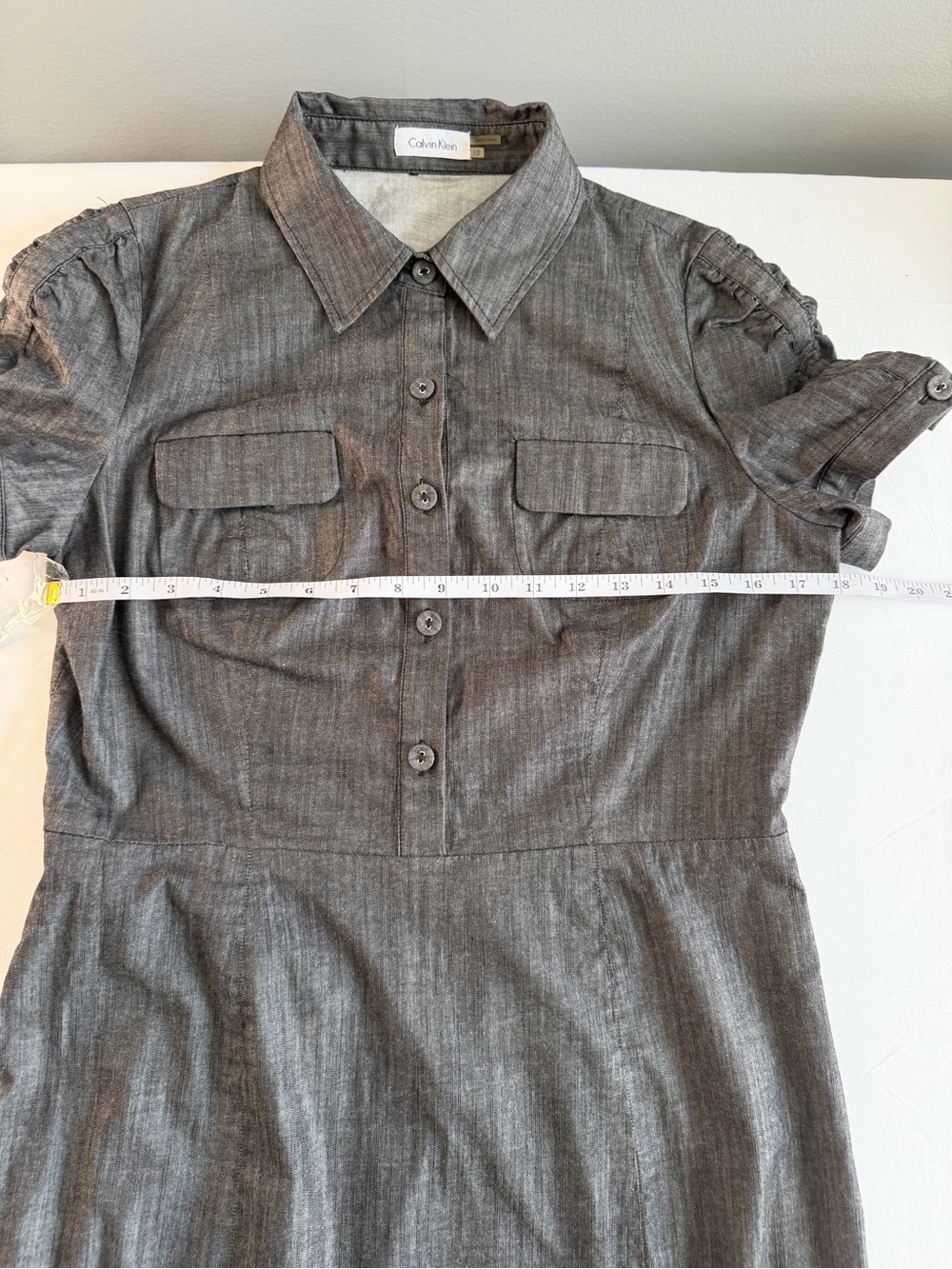 Calvin Klein Grey Shirt Dress with Chest Pockets - Picture 4 of 8